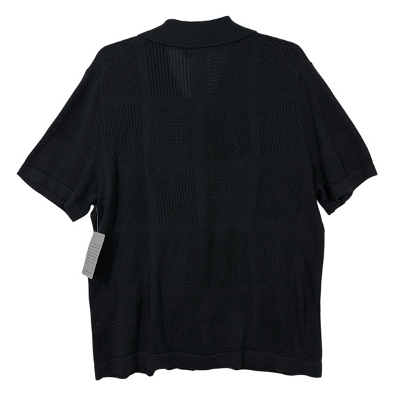 VINCE NWT $368‎ Patchwork Pointelle knit sweater short sleeve shirt M - Picture 7 of 10